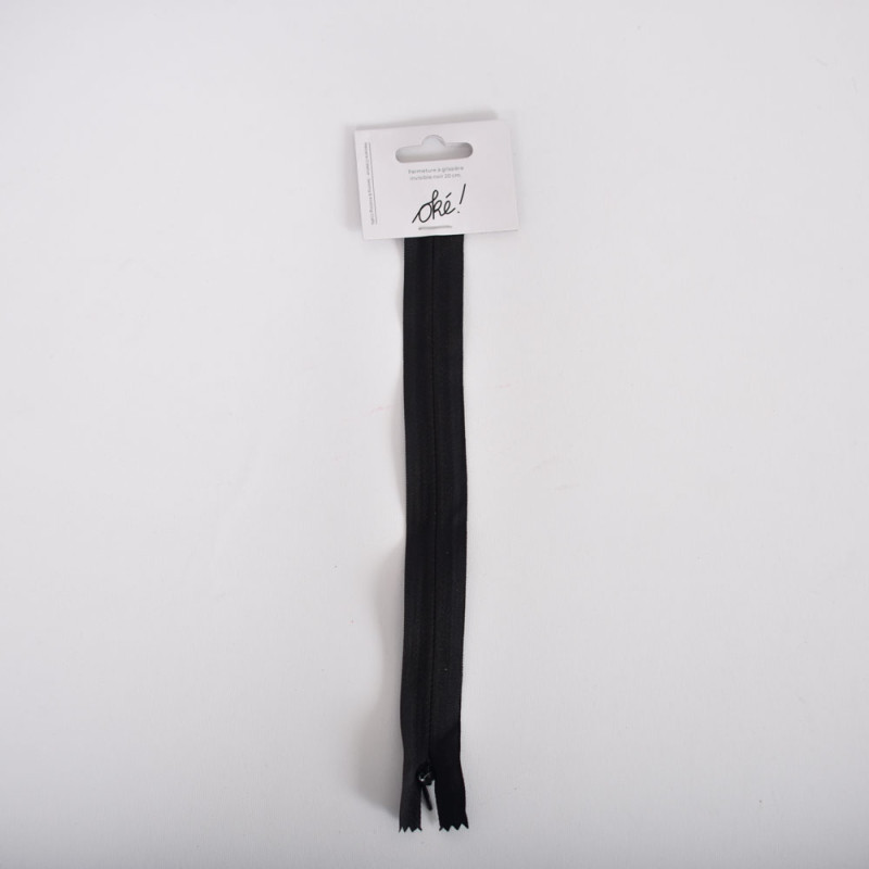 SACHET DE 6 / FERMETURE A GLISSIERE INVISIBLE 20 CM. NOIR